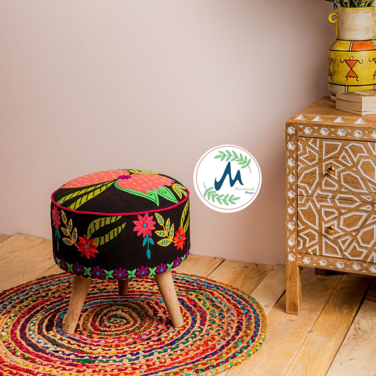 Maavi Decor luxury embroidered pouf