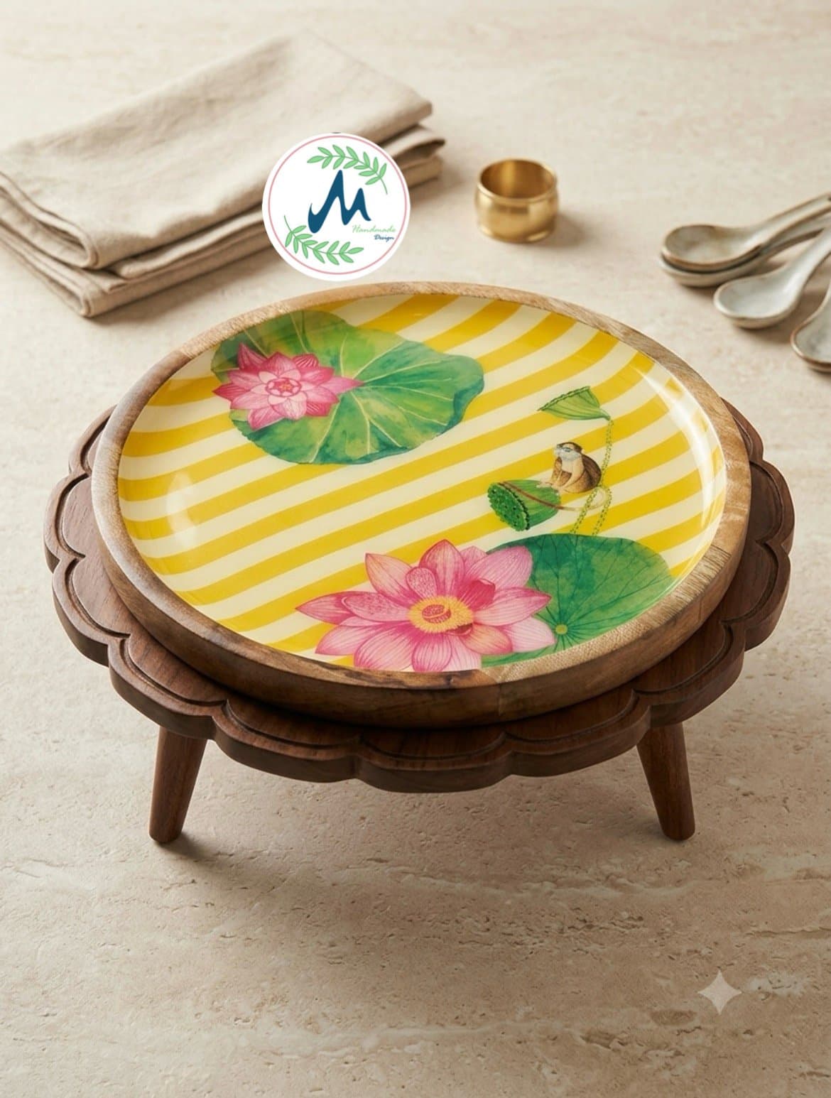 Bird tray styled with accessories