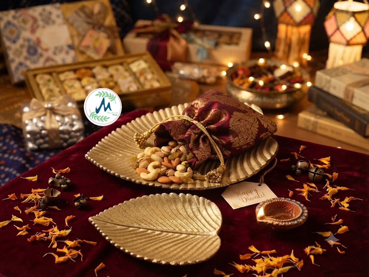 Maavi Decor brass leaf platter