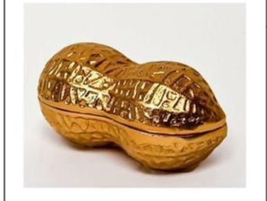 Brass peanut-shaped keepsake trinket box