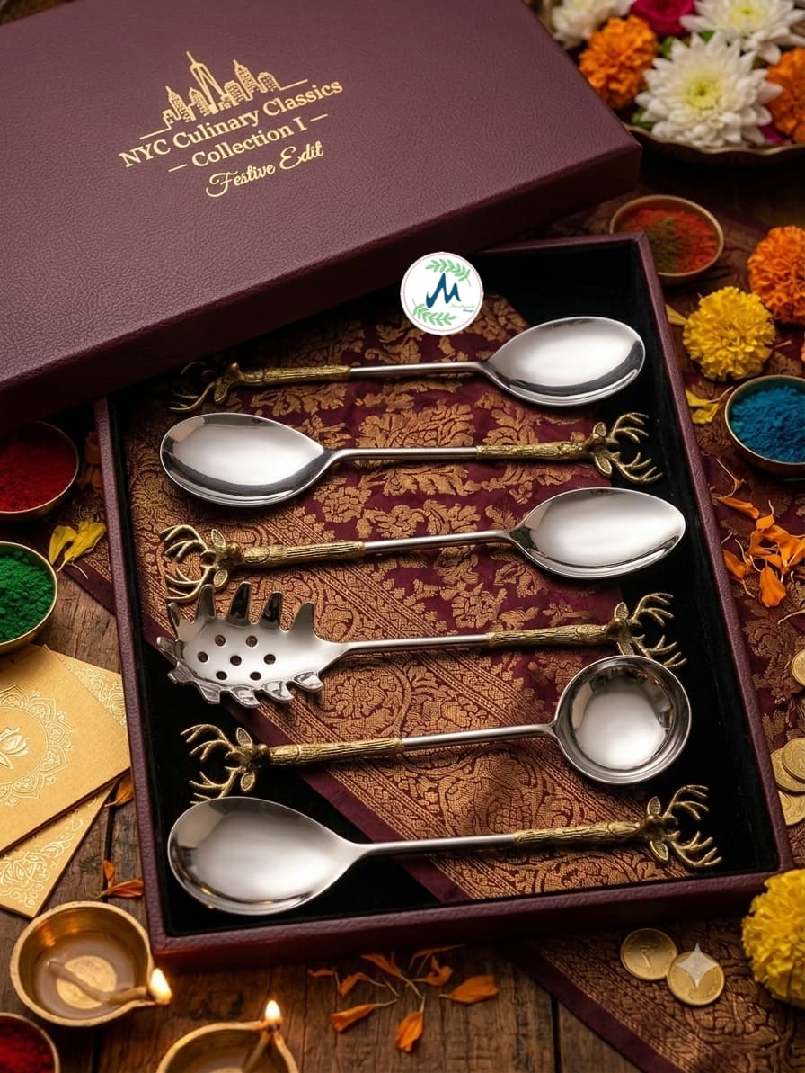 Royal antler cutlery set in luxury gift presentation box