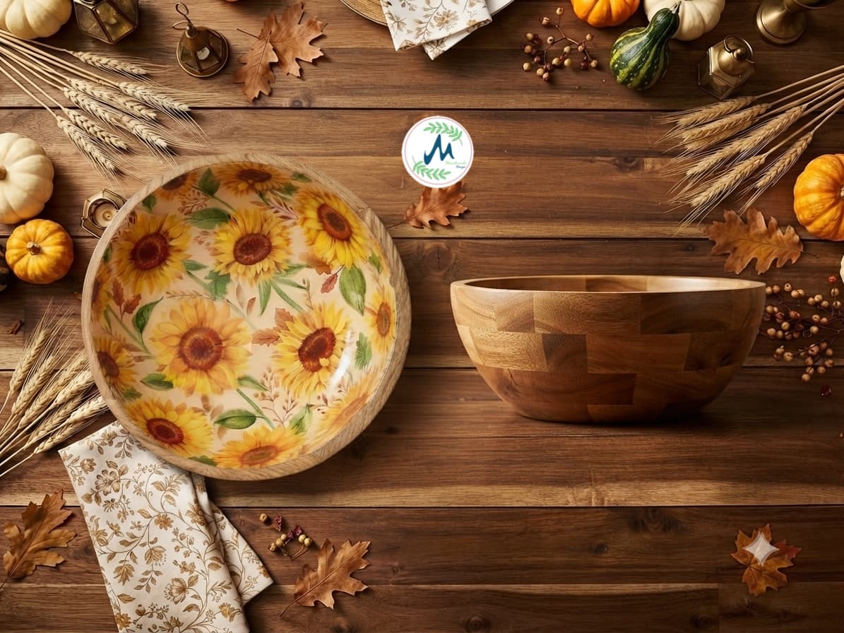 Maavi Decor sunflower mango wood bowl