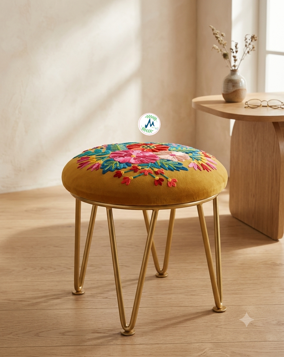 Marigold Blossom & Olive Garden Hairpin Stool Set (Pair of 2)
