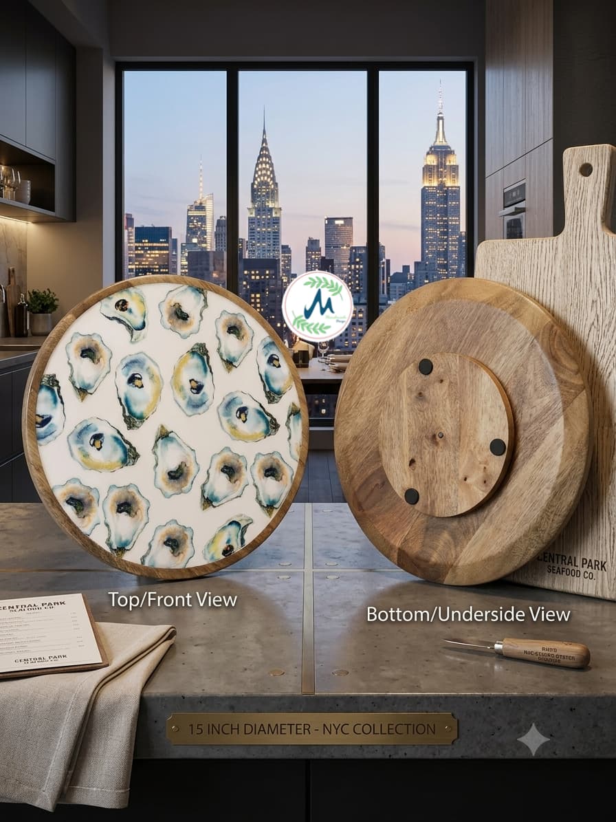 Oyster Shell Enamel Wooden Lazy Susan – Turntable