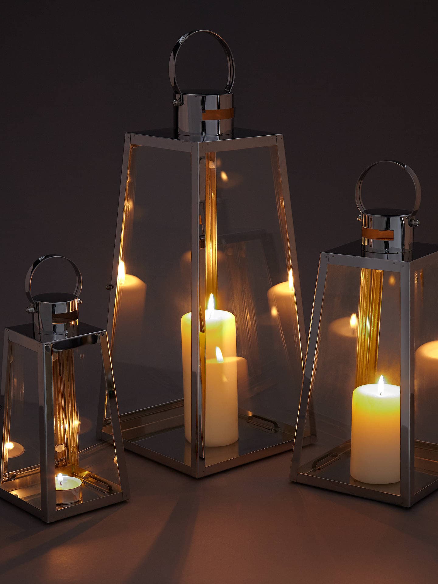 Silver Pillar Lantern Trio (set of 3)